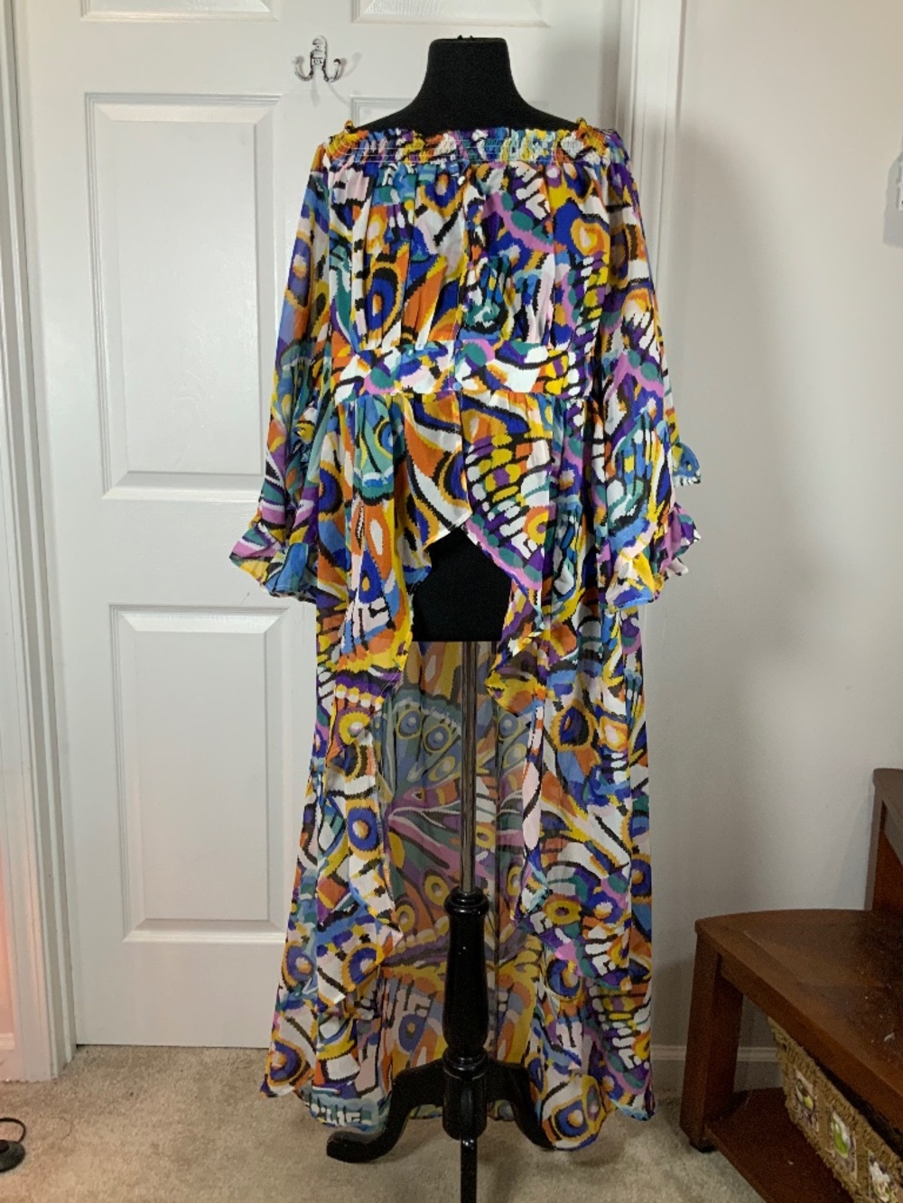 Ashley Stewart Abstract Print Off Shoulder High Low Maxi Top Plus Size 18/20
